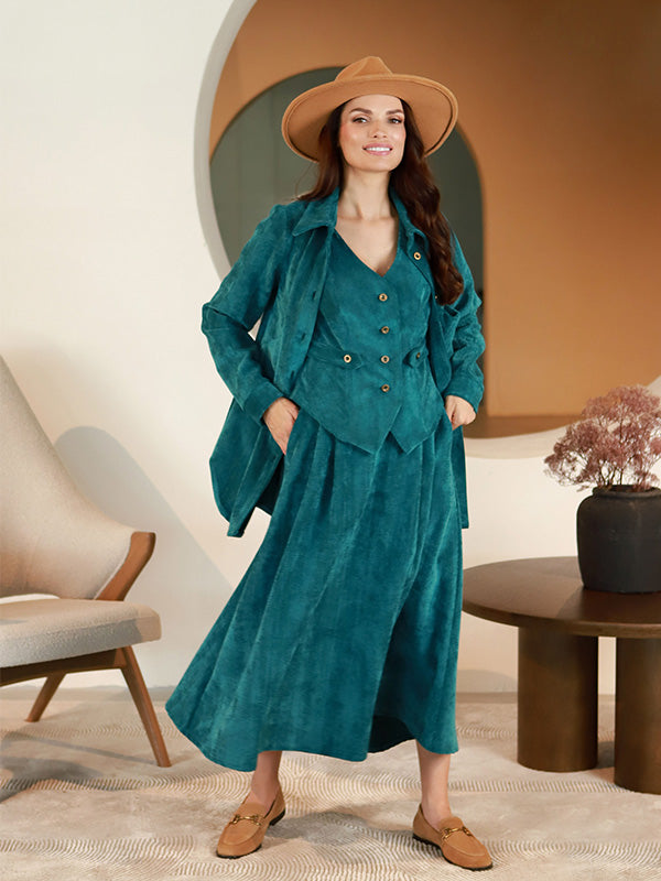 Lega ilgas velvetinis sijonas "Vendy Turquoise Velvet"