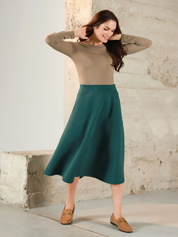 Lega medvilninis sijonas su pūkeliu iš vidaus "Bertha Deep Green"