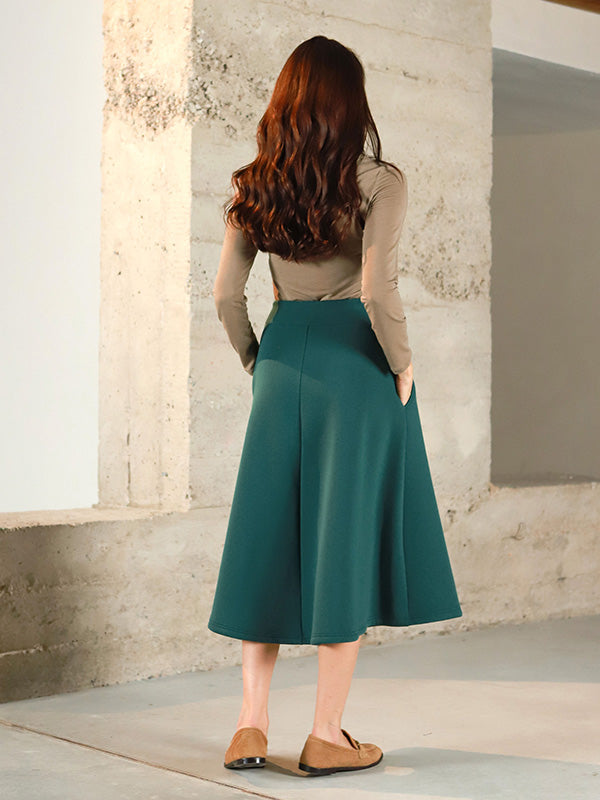 Lega medvilninis sijonas su pūkeliu iš vidaus "Bertha Deep Green"