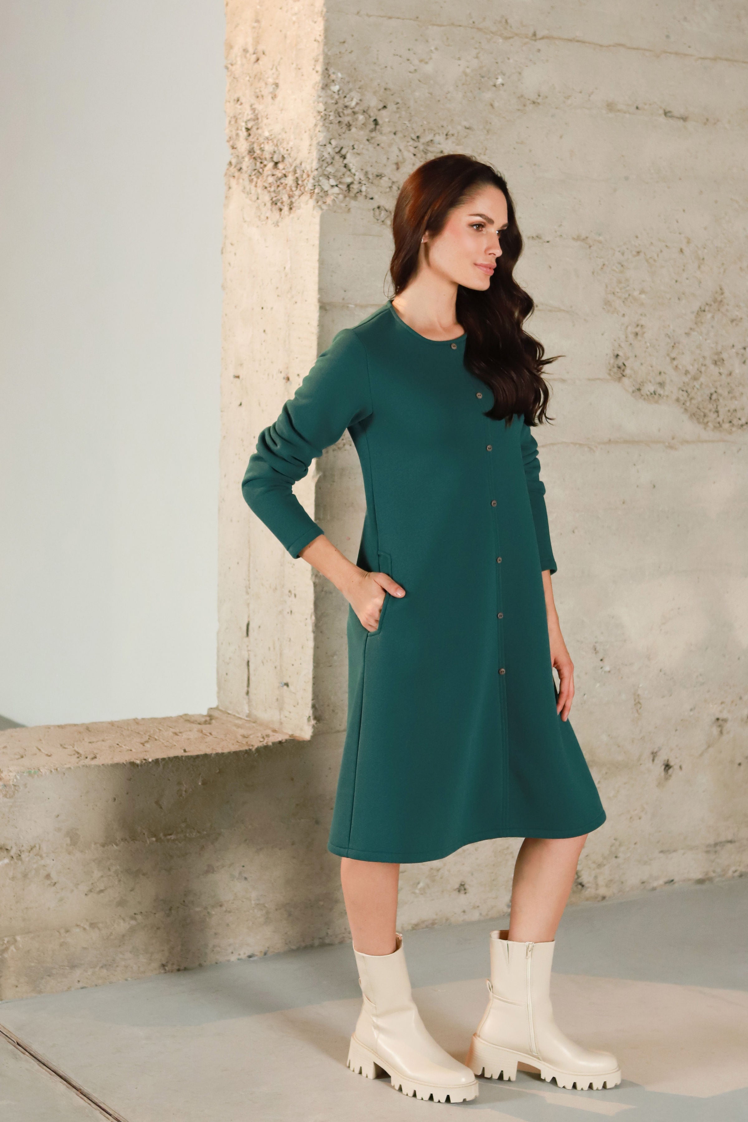 Lega medvilninė suknelė su pūkeliu iš vidaus "Miriel Turquoise"