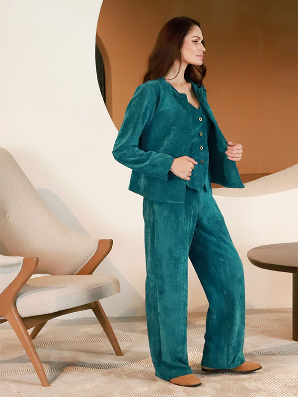 Lega velvetinės kelnės "Valery Turquoise Velvet"