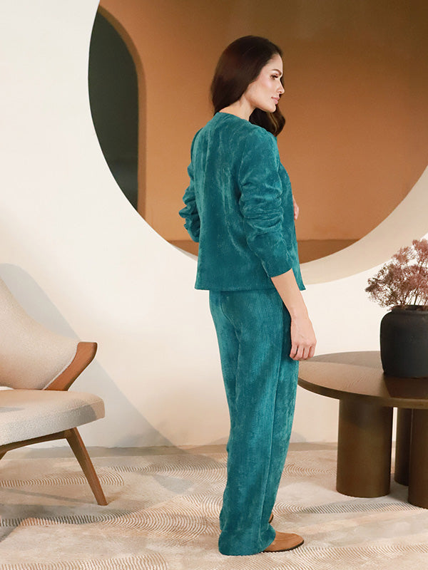 Lega velvetinės kelnės "Valery Turquoise Velvet"