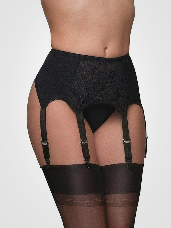 Nylon Dreams 6 Strap Classic Suspender Belt Lace Front Black Doti Nylon Dreams 6 Strap Classic Suspender Belt Lace Front Black Doti