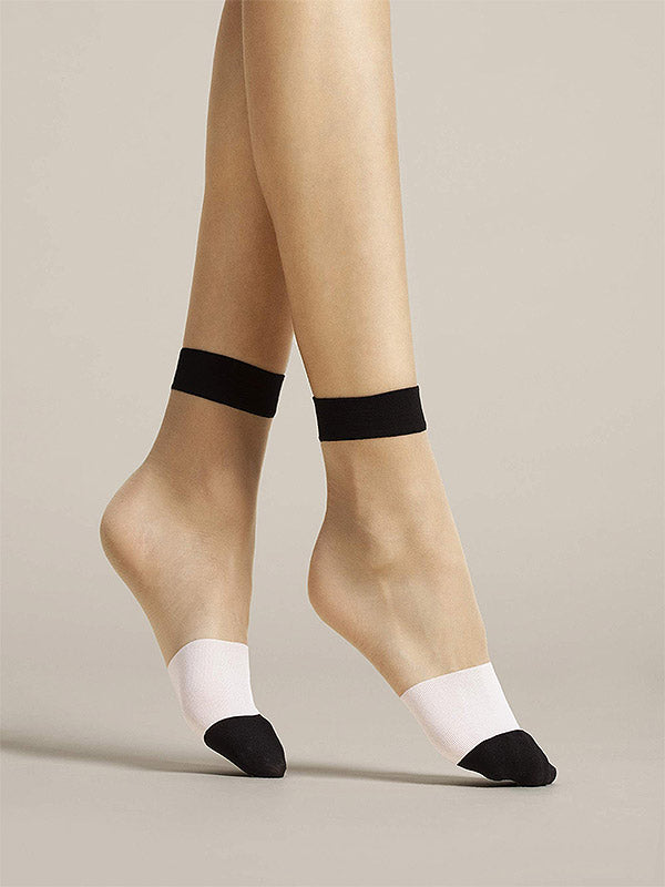 Fiore Socks Bicolore 15 Den Poudre - Black - White