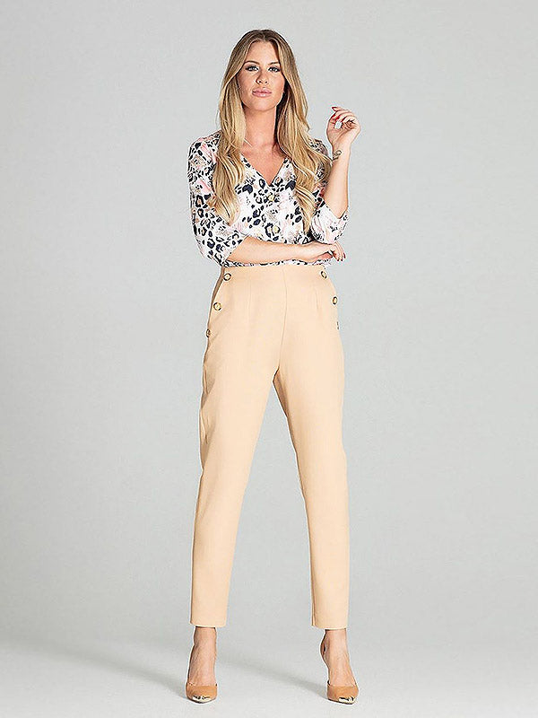 Figl High-waisted Tapered Pants Torri Beige