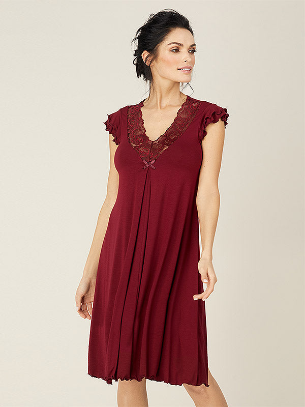 Lega Viscose Chemise Terra Bordeaux