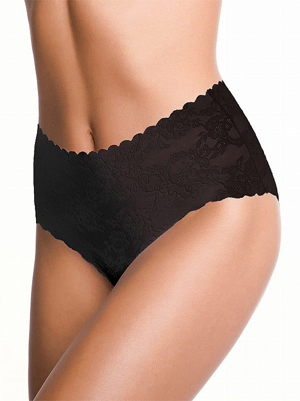 Julimex кружевные безшевные трусики с завышенной талией "Bellie Maxi Black"