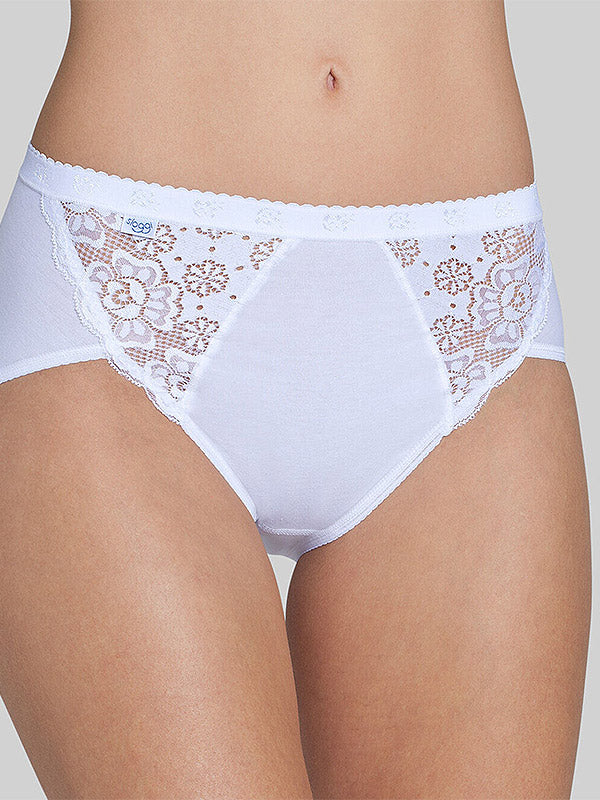 Sloggi Cotton High-Waist Panty with Lace Chic Midi White