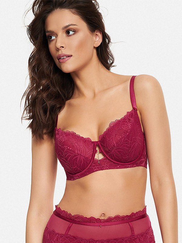 Esotiq Lacey Underwired Bra Alloure Ruby