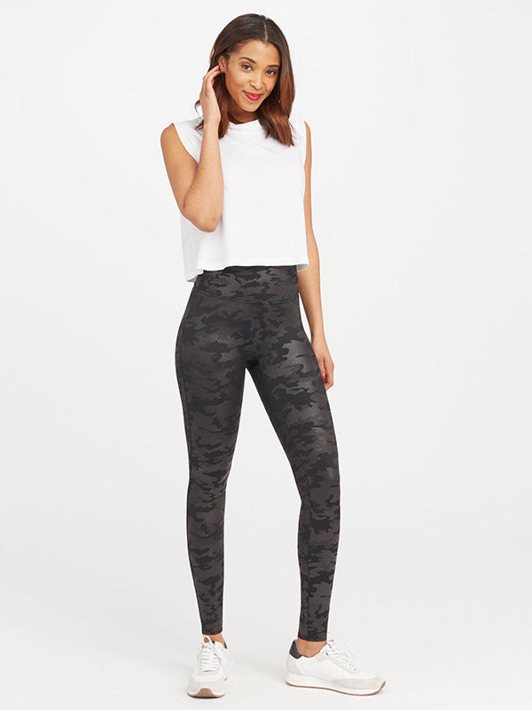 Spanx Faux Leather Shaping Leggings Camo Black