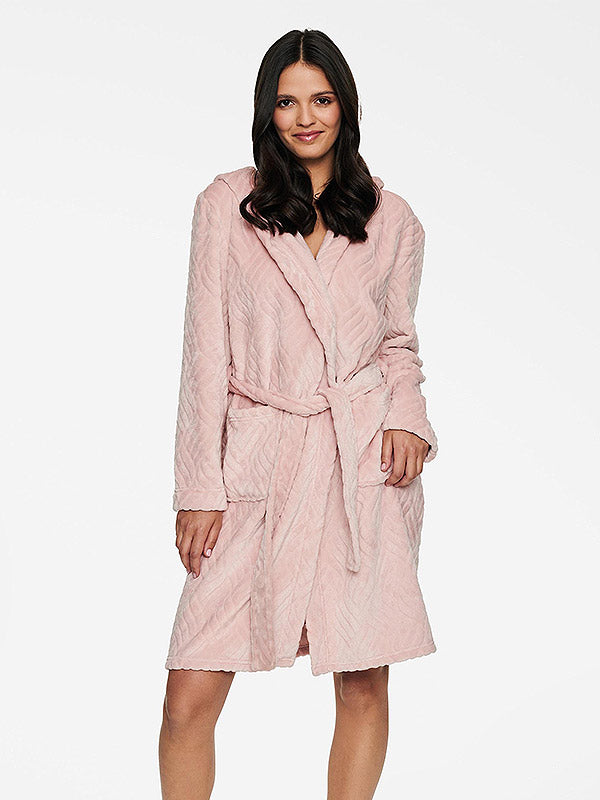 Henderson Soft Dressing Gown With Hood Home Light Pink – Doti