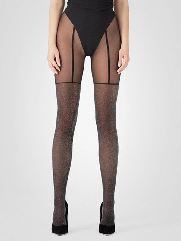 Fiore колготки с имитацией чулок "Stardust 20 Den Black - Silver Lurex"