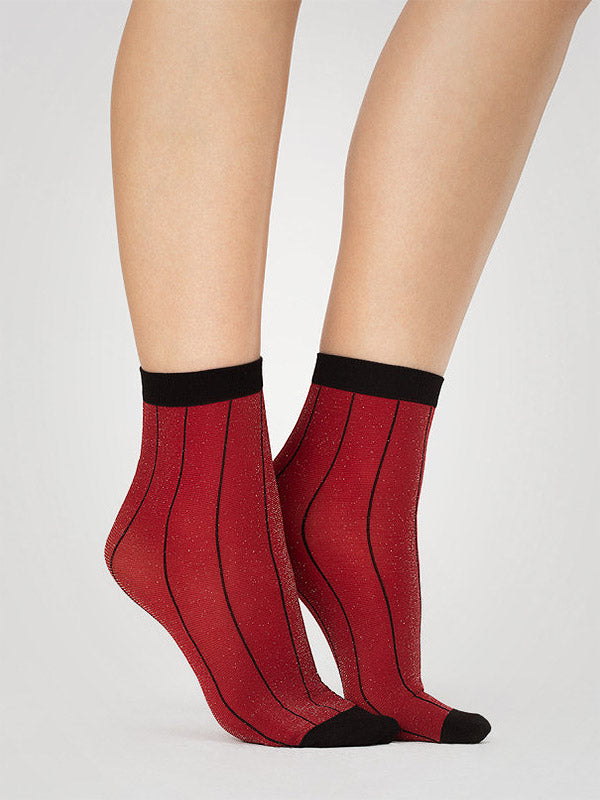 Fiore Lurex Socks Trinket 40 Den Red - Black
