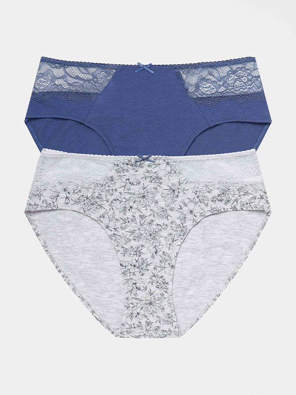 Henderson 2 комплект хлопковых трусиков "Hally Blue - Grey Melange"
