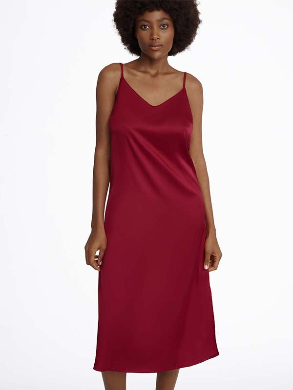 Esotiq Long Satin Chemise Marigold Bordeaux