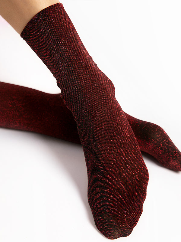Fiore Lurex Socks Bestie 40 Den Red Lurex