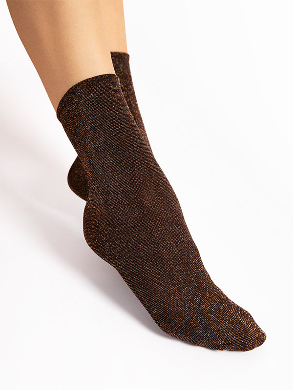 Fiore Lurex Socks Bestie 40 Den Brown Lurex