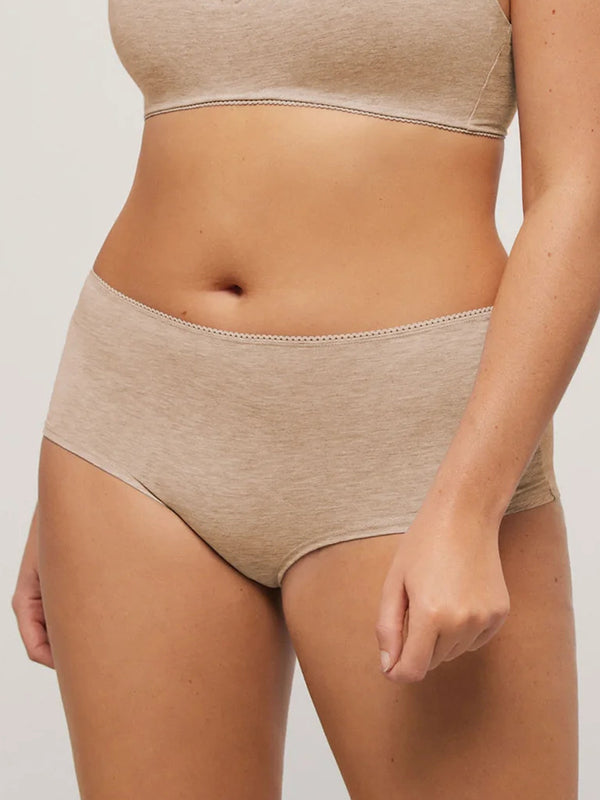 Ysabel Mora хлопковые панталоны с высокой талией "Constantia Beige Melange"
