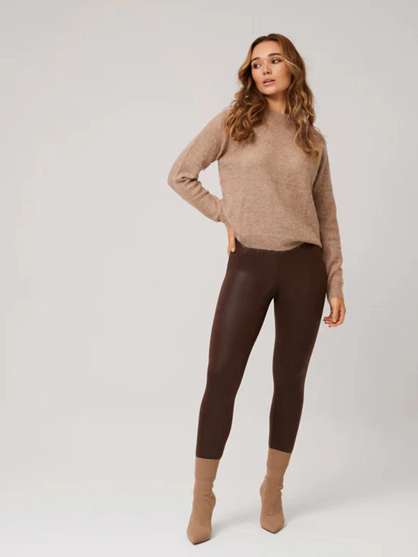 Ysabel Mora Leather Imitation Thermal Leggings Nadia Purple