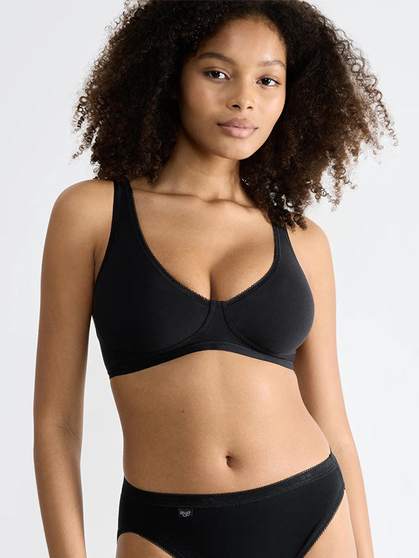 Sloggi хлопковый бюстгальтер без косточек "Basic + Black"