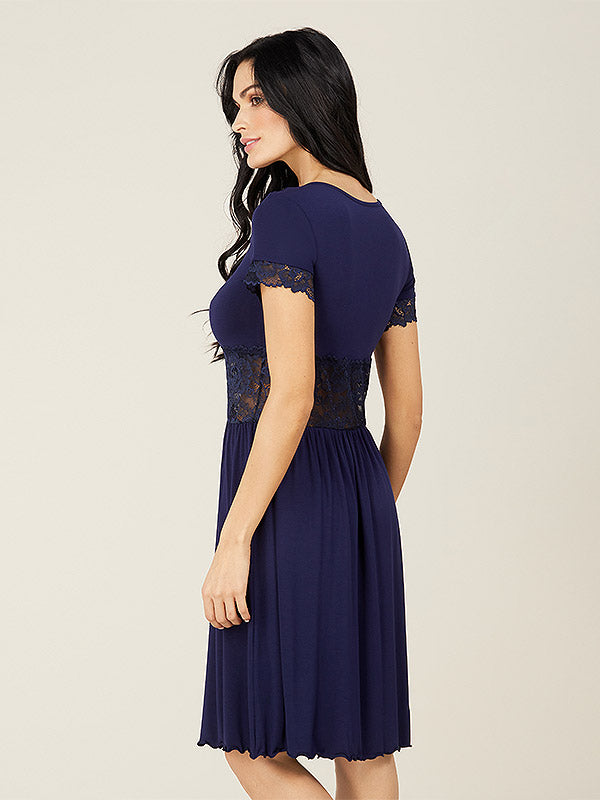 Lega Viscose Lacey Nightdress Helena Dark Blue