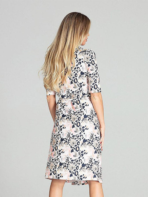 Figl Wrap Dress Paulina Beige - Multicolor Leopard Print