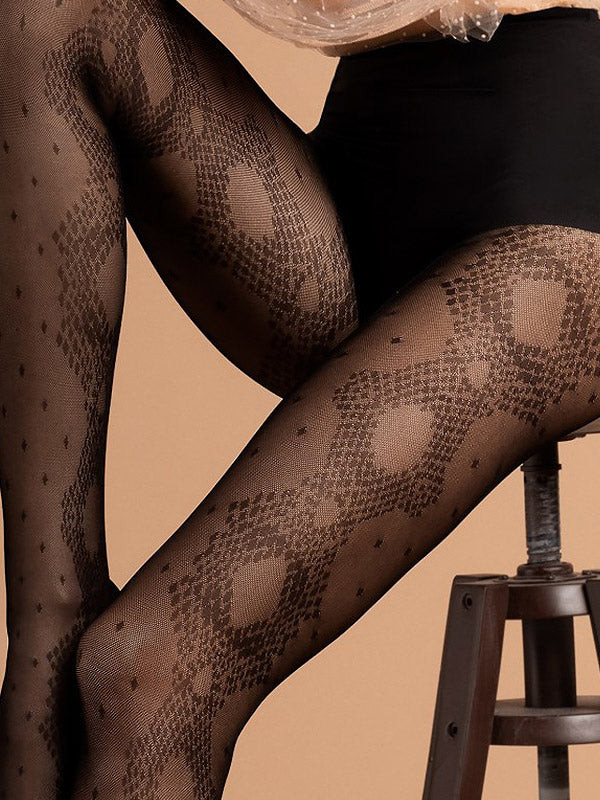 Fiore 3D Pattern Tights Serpente 30 Den Black