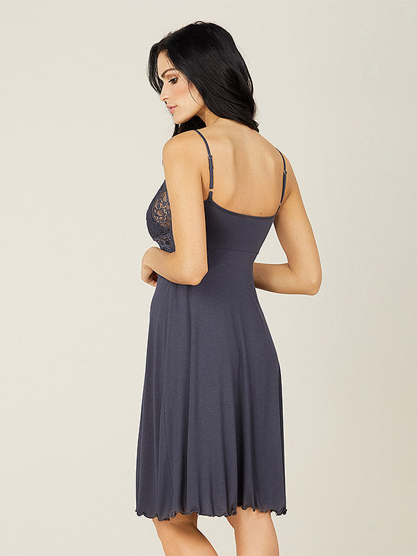 Lega Viscose Nightdress Regina Blueish Grey