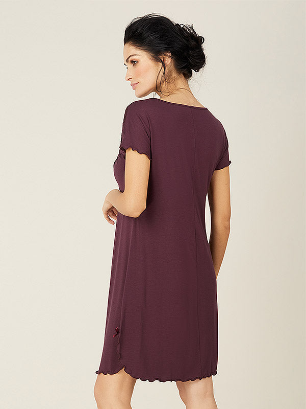 Lega Viscose Nightdress Orinta Wine