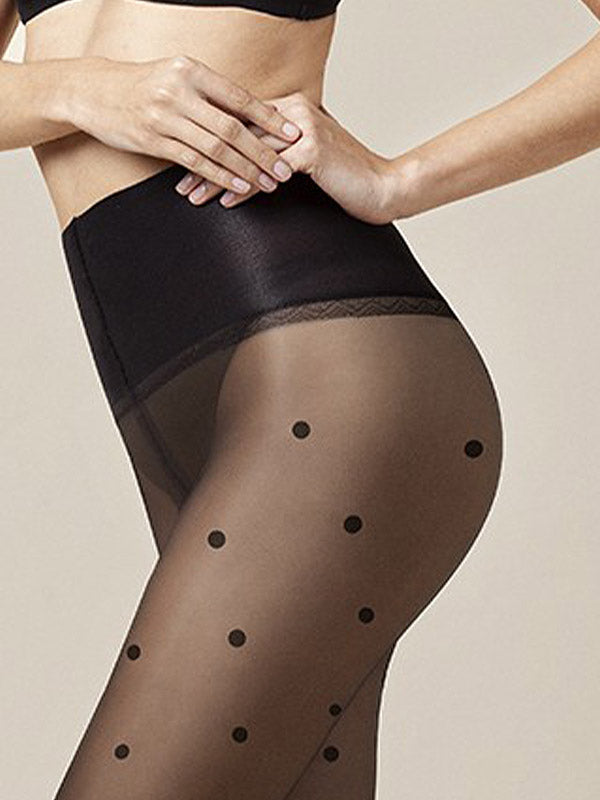 Fiore Smoothing Dotted Tights Spotlight 20 Den Black