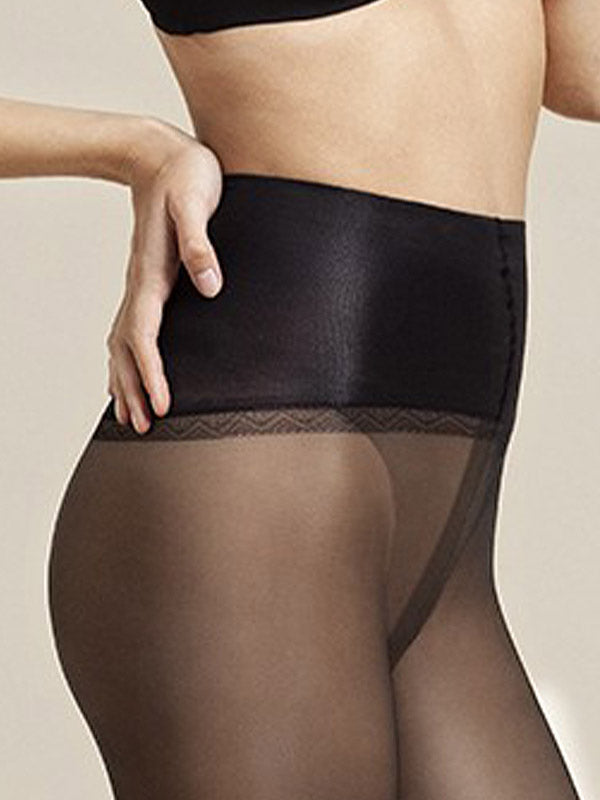 Fiore Smoothing Tights with Stocking Imitation Fit Spinner 40 Den Black