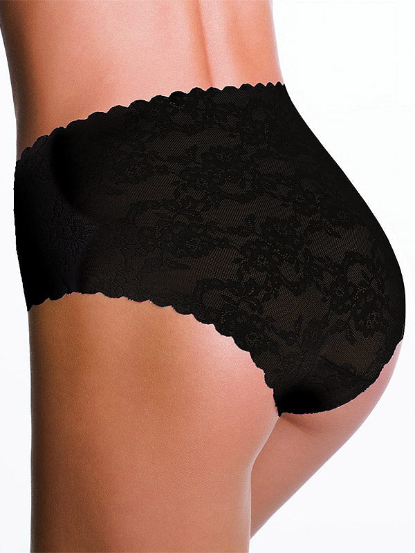 Julimex кружевные безшевные трусики с завышенной талией "Bellie Maxi Black"