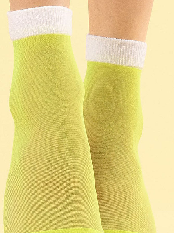 Fiore Socks Juicy Lime 8 Den Neon Yellow - White