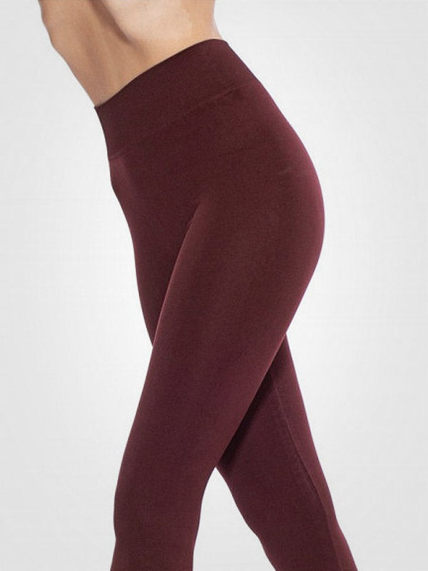 Giulia Seamless Opaque Leggings with Comfortable Waistband Model 2 Deep Marsala