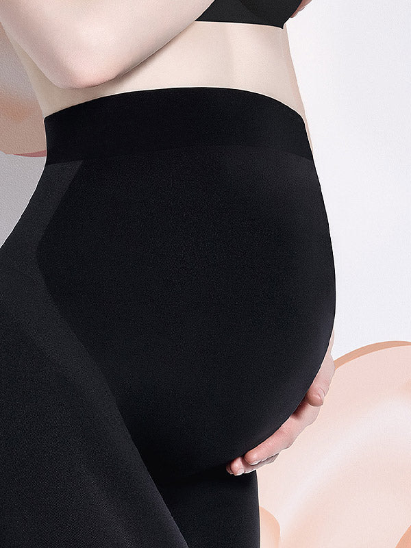 Giulia Seamless Leggings for Pregnant Women with a Comfortable Waistband Mama Nero