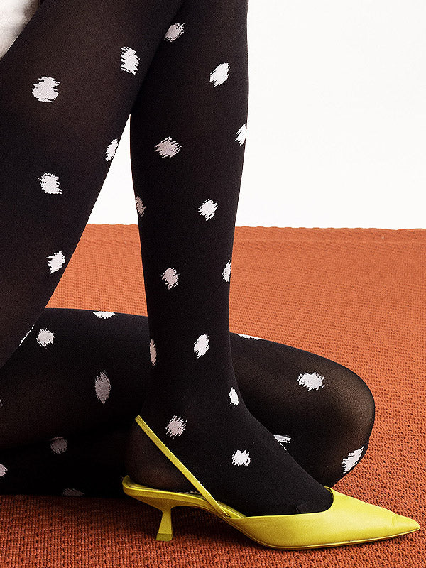 Fiore 3D Microfiber Patterned Tights Blur 60 Den Black - White