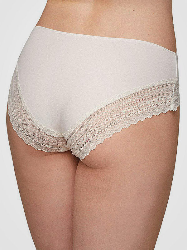 Ysabel Mora Cotton Briefs with Lace Perla Cream