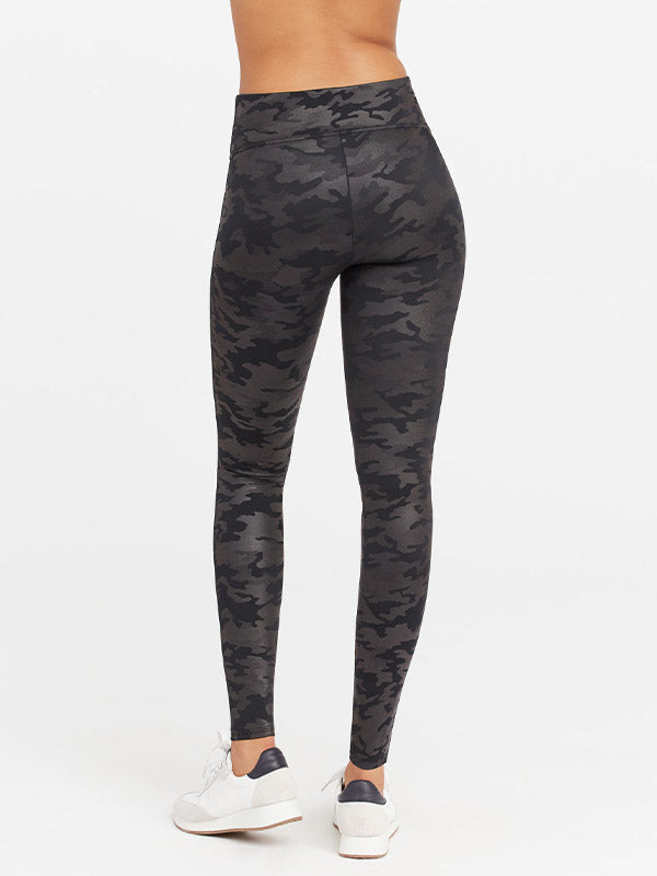 Spanx Faux Leather Shaping Leggings Camo Black