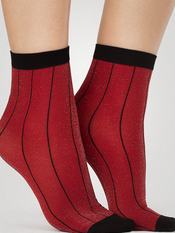 Fiore Lurex Socks Trinket 40 Den Red - Black