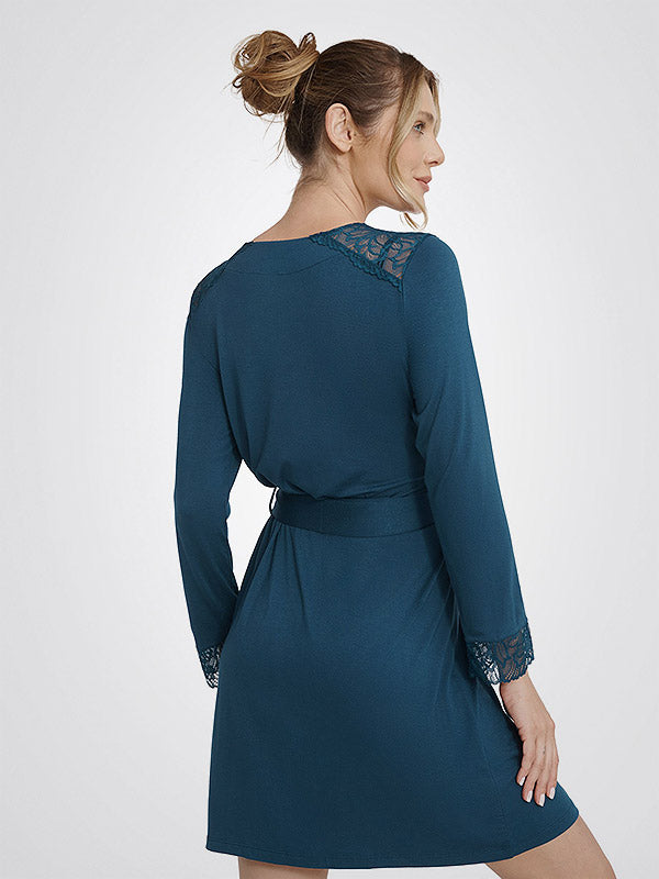 Esotiq Viscose Dressing Gown Nox Teal