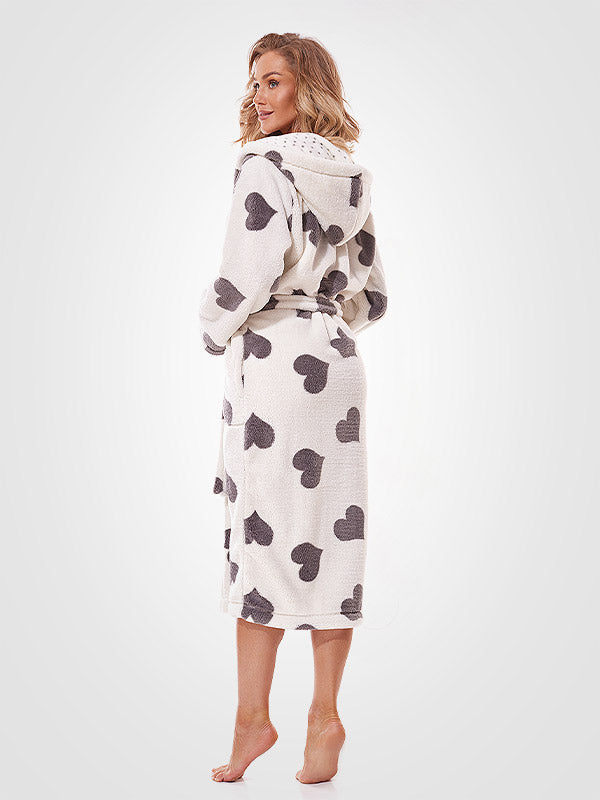L&L Long Hooded Robe Futura Long White - Graphite Heats