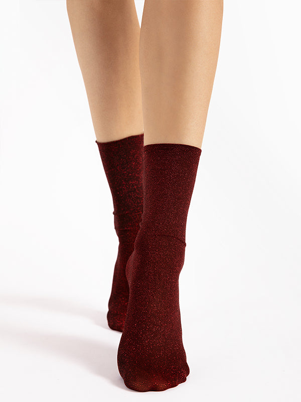 Fiore Lurex Socks Bestie 40 Den Red Lurex