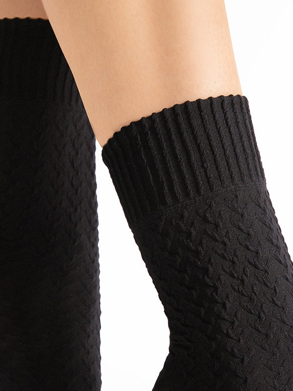 Fiore 3D Patterned Socks Furka Pass 60 Den Black