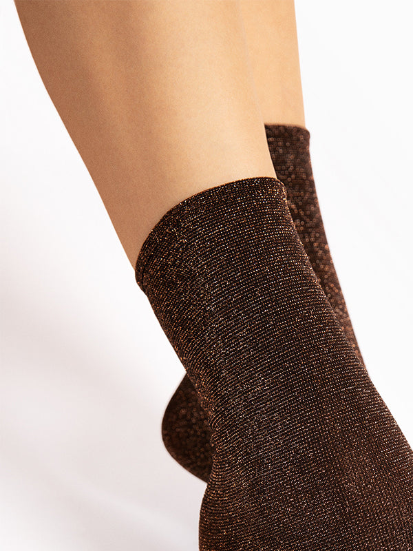 Fiore Lurex Socks Bestie 40 Den Brown Lurex