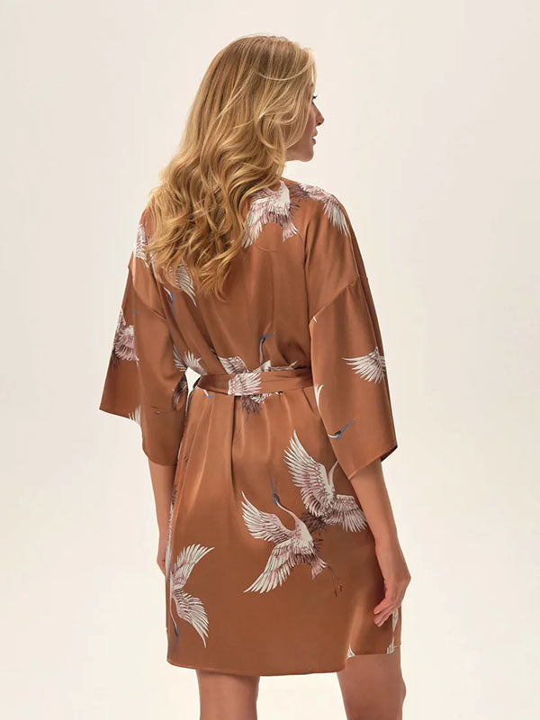 Esotiq Satin Dressing Gown Jael Brown - Multicolor