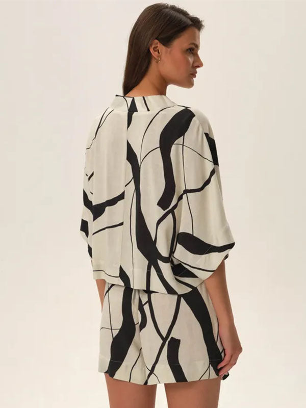 Esotiq Viscose Pajamas Set Joya White - Black
