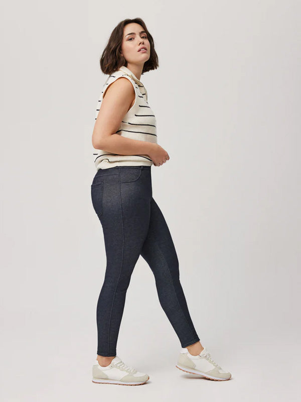 Ysabel Mora Imitation Denim Thermo Leggings Gusta Navy