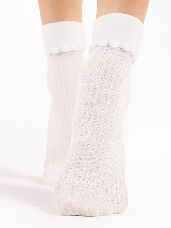 Fiore 3D Patterned Socks Apolonia 40 Den White
