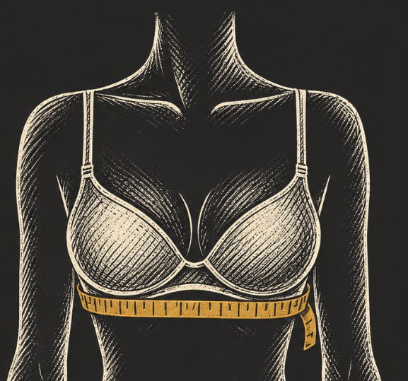 Woman's torso with a tape measure around the ribcage directly under the bust