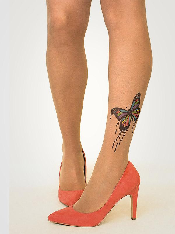 Stop & Stare prilipinamos kojinės su tatuiruote "Dripping Butterfly 20 Den Sun"